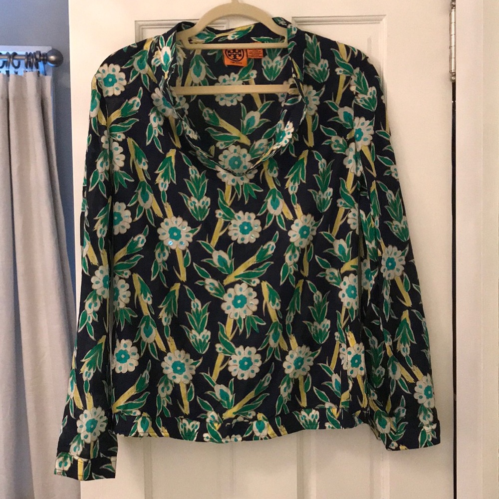 Tory Burch Embellished Printed Long Sleeve